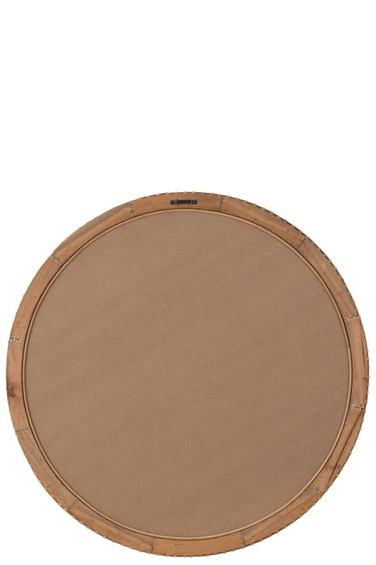 Mirror Round Fir Wood/Glass Natural