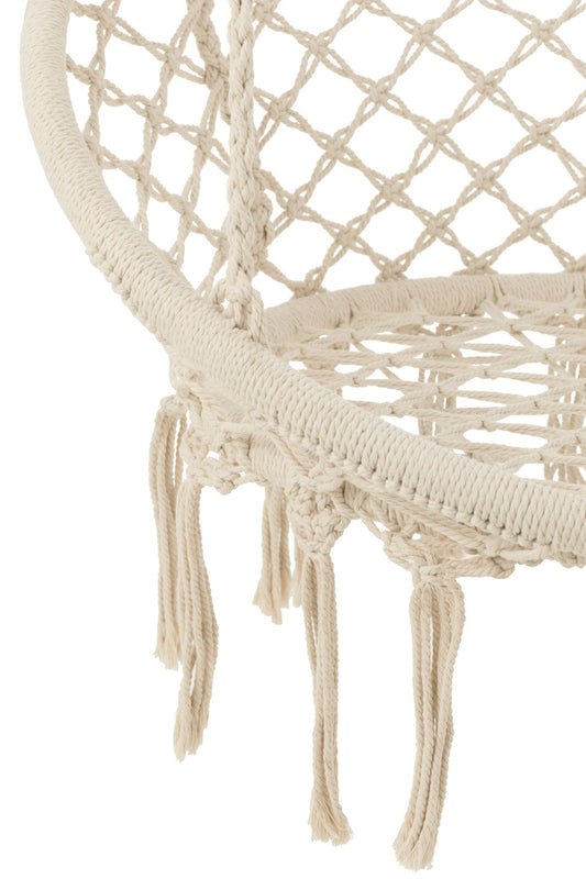 Swinging Chair Macramé+Tassels Polyester Beige