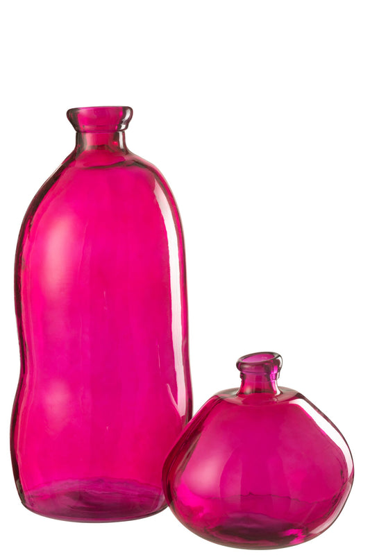 Vase Oval Glass Fuschia