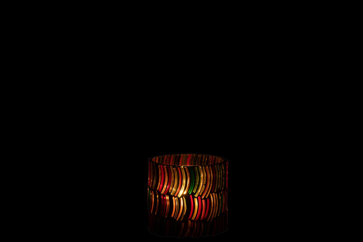 Teelicht Houder Mozaiek Curve Glas Mix Small