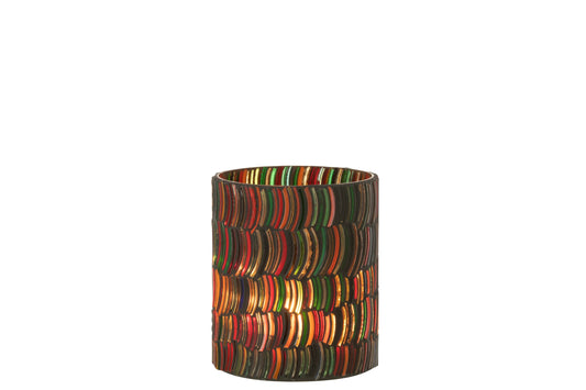 Windlicht Mozaiek Curve Glas Mix Medium