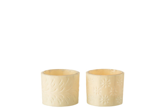 Theelichthouder Elise Glas Creme Small Assortiment Van Twee