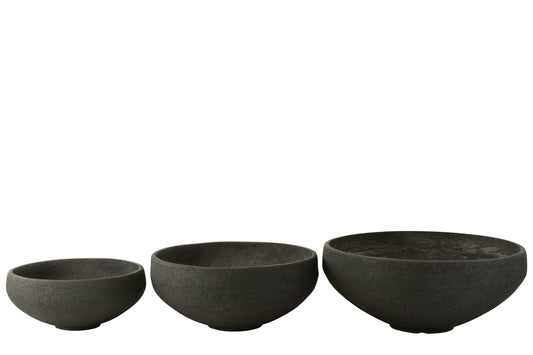 Set Of 3 Dish Fiber Clay Black