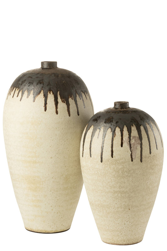 Vase Lombok Ceramic Beige/Brown Large