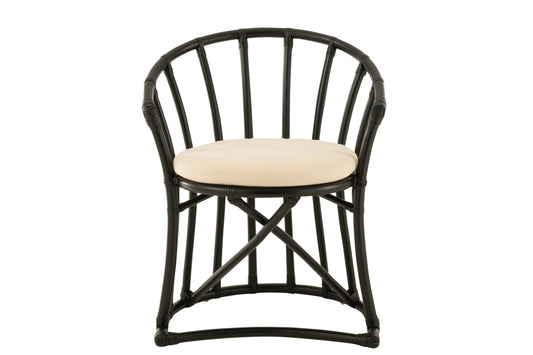 Chair+Cushion Rattan/Textile Black/White
