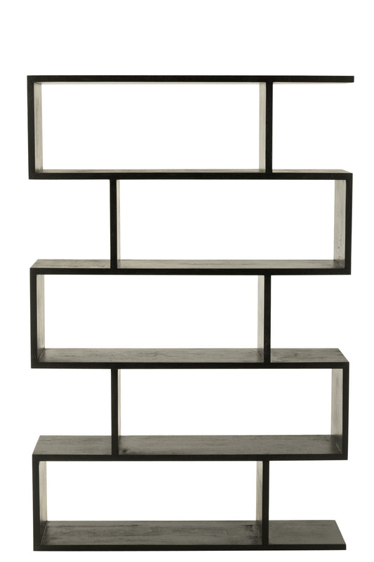 Bookshelf Vertical Slats Mango Wood Matt Black