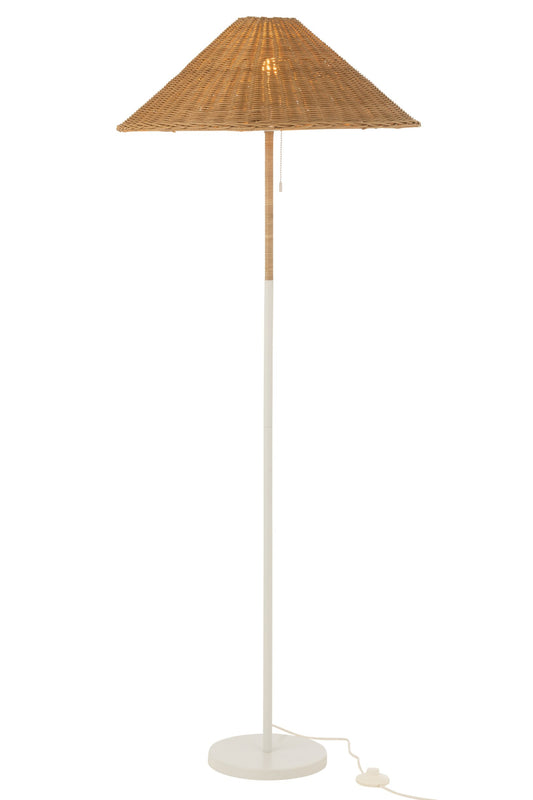 Floor lamp metal/rattan white/natural
