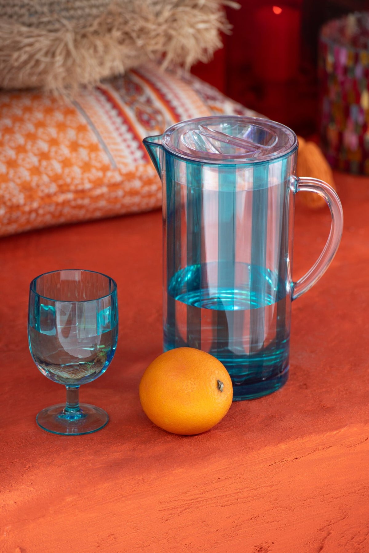 Set van 6 stuks wijnglas kunststof blauw