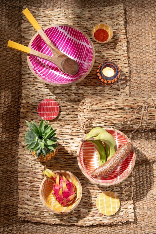 Set van 4 onderzetter mango hout mix assortiment van 3