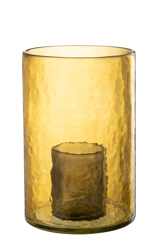 Windlicht Dubbel Glas Geel Large