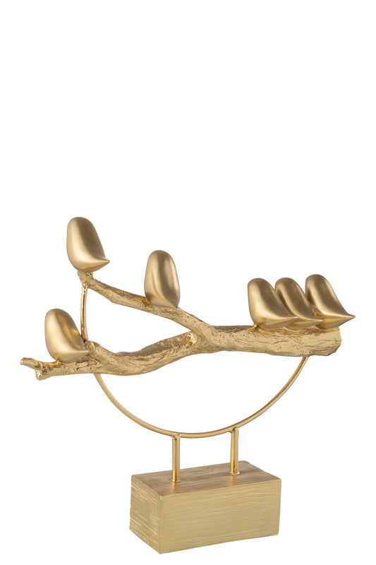 Bird On Branch Base Resin/Metal Gold