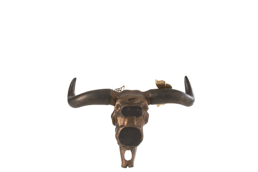 Skull Ox Butterfly Resin Brown/Gold Small
