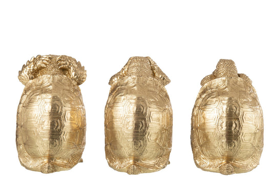 Turtle See/Hear/Speak Resin Gold Assortment Of 3