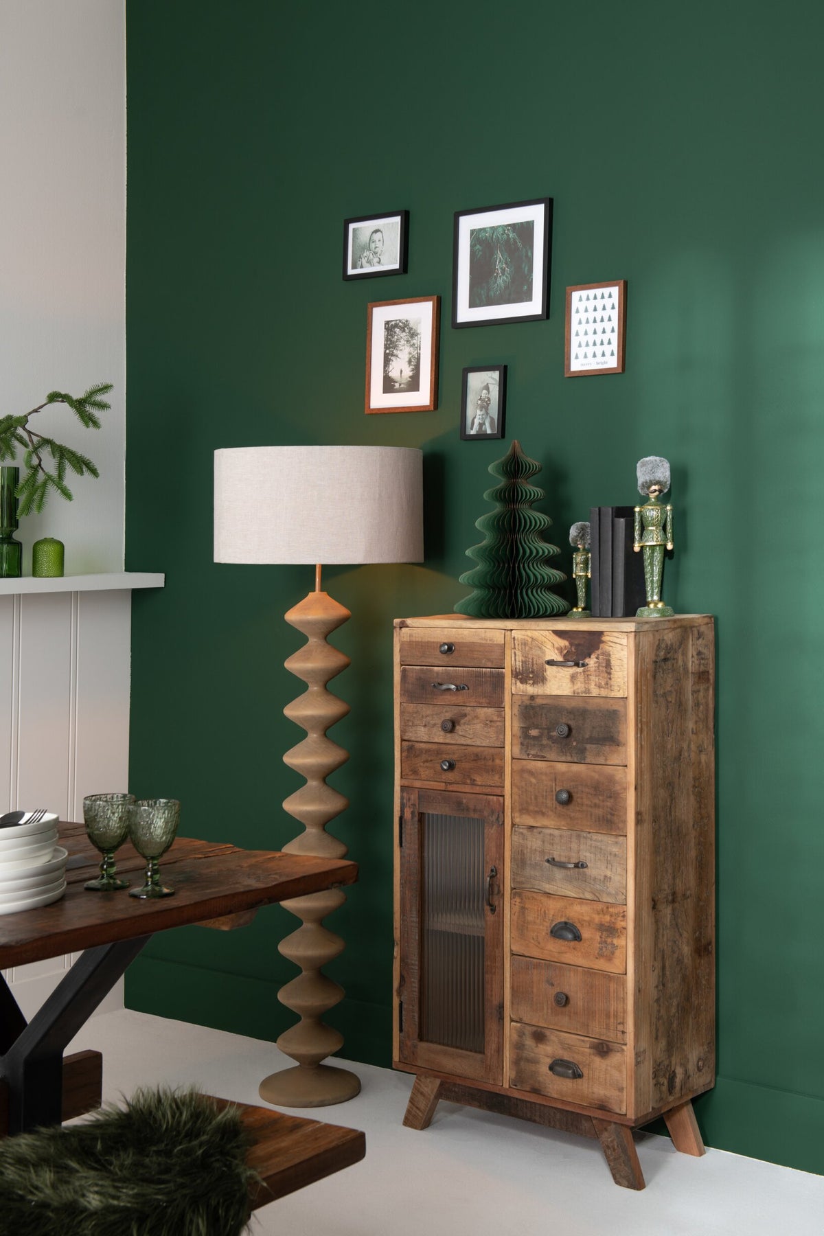 Shelf Retro Recylced Wood/Glass Natural