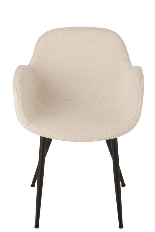 Dining Chair Fabric/Metal White