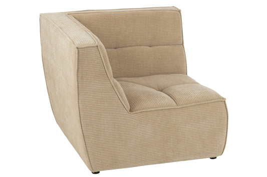 Sofa Corner Grid Poplar Wood/Foam Dark Beige