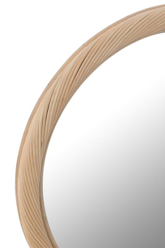 Wall Mirror Round Rattan/Glass Natural Small