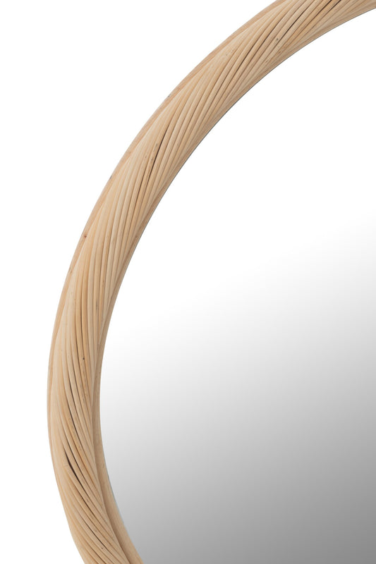 Wall Mirror Round Rattan/Glass Natural Medium