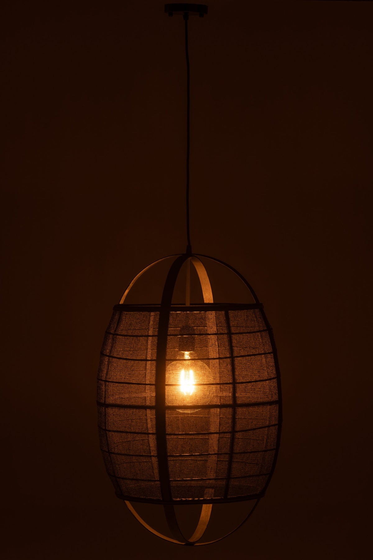 Pendant lamp Ion linen/bamboo black large
