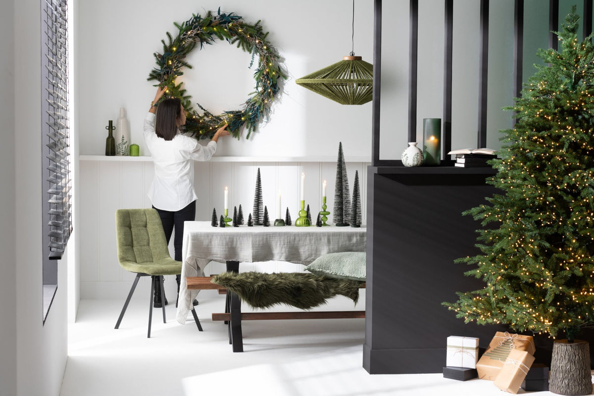 Pendant lamp Ovni iron/jute green medium