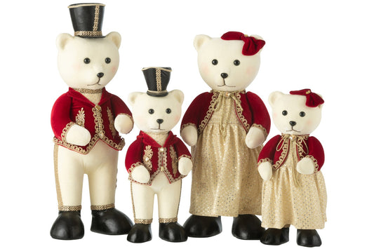 Bear Standing Boy/Girl Polyfoam/Textile Red/Gold Large Assortment Of 2