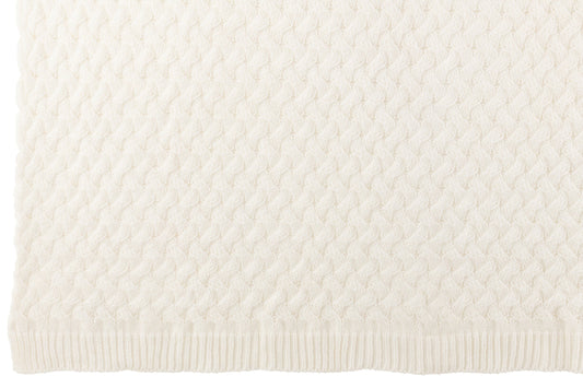 Plaid Knitted Acrylic White