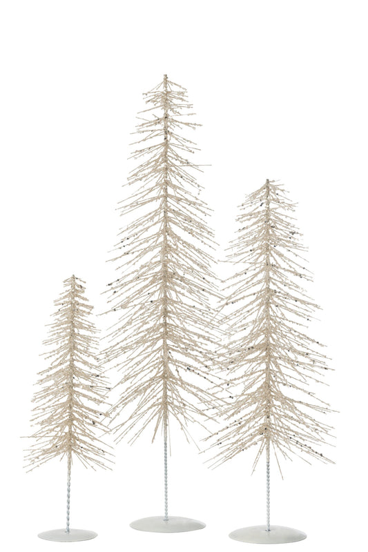Christmas Tree Deco Glitters Metal/Plastic White/Silver Large