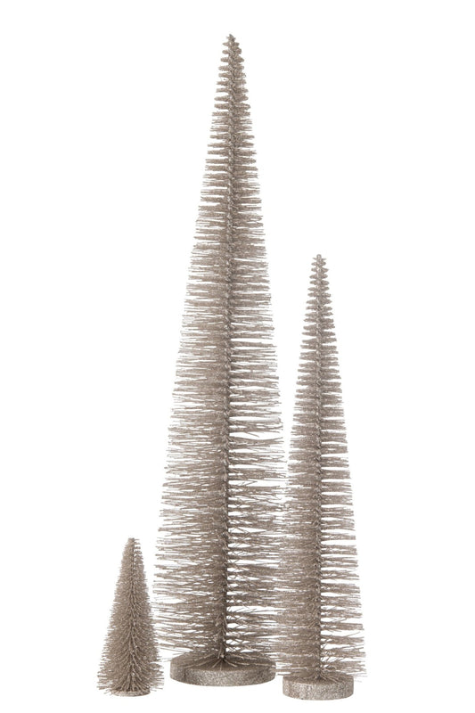 Christmas Tree Deco Glitters Plastic Greige Large