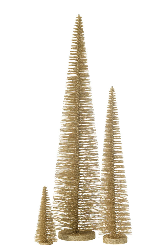 Christmas Tree Deco Glitters Plastic Light Gold Large