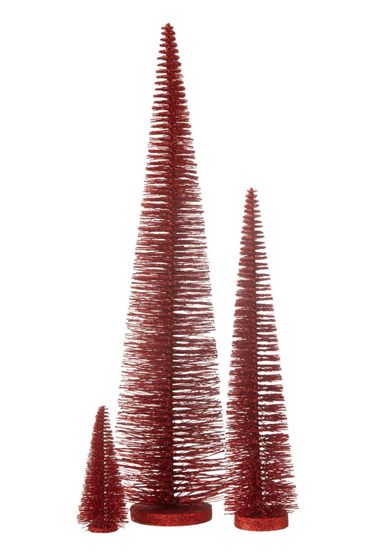 Christmas Tree Deco Glitters Plastic Red Large