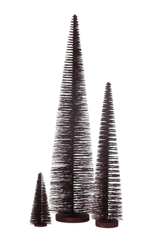 Christmas Tree Deco Glitters Plastic Burgundy Large