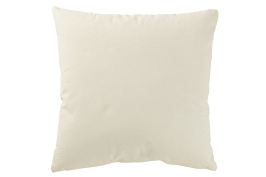 Cushion Christmas Tree Fringes+Pompoms Cotton White/Gold