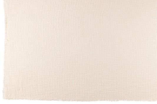 Plaid Frayed Edges Cotton/Polyester White