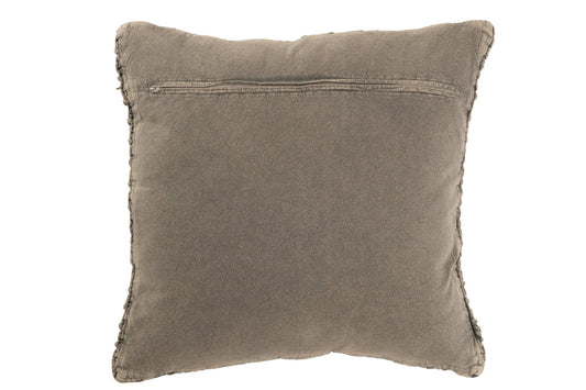 Cushion Knitted+Braid Cotton Washed Grey