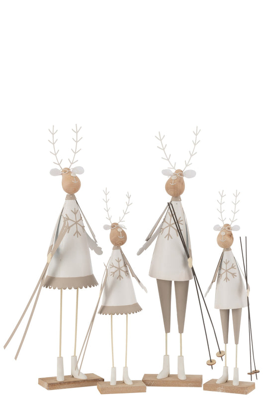 Reindeer Deco Boy/Girl Metal/Wood White/Beige Large Assortment Of 2
