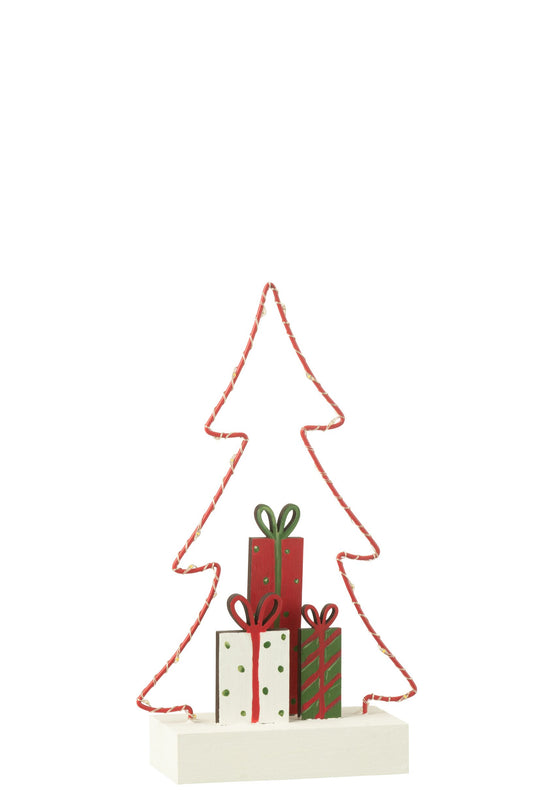 Christmas Tree+Gifts LED White/Red/Green Small