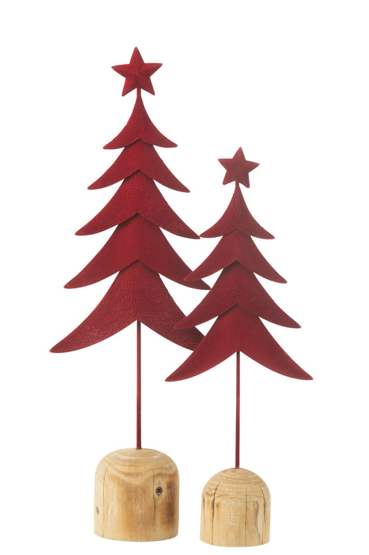Christmas Tree On Foot+Star Metal/Wood Red Large