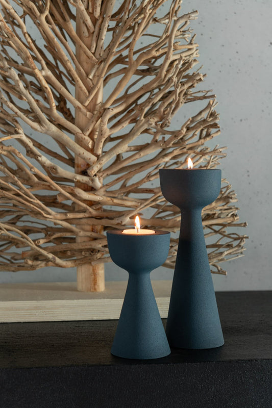 Kaarshouder Cone Aluminium Blauw Small