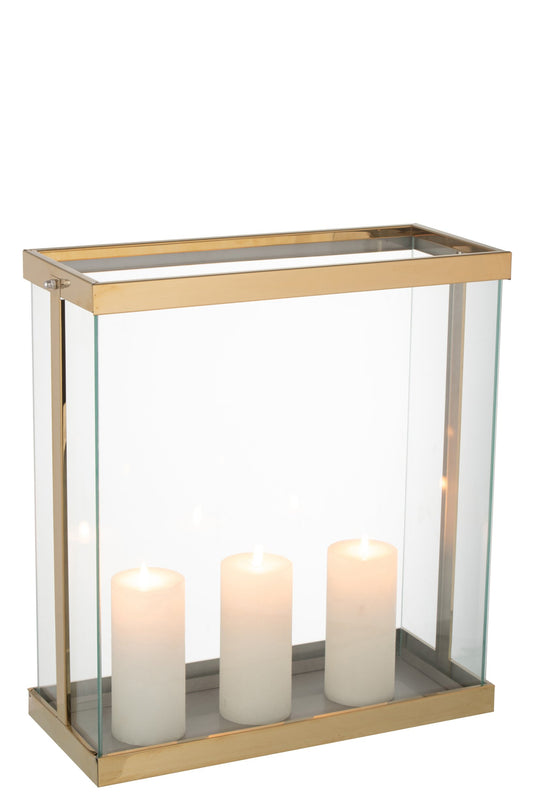 Lantaarn Rechthoekig Enma Ijzer/Glas Goud Large