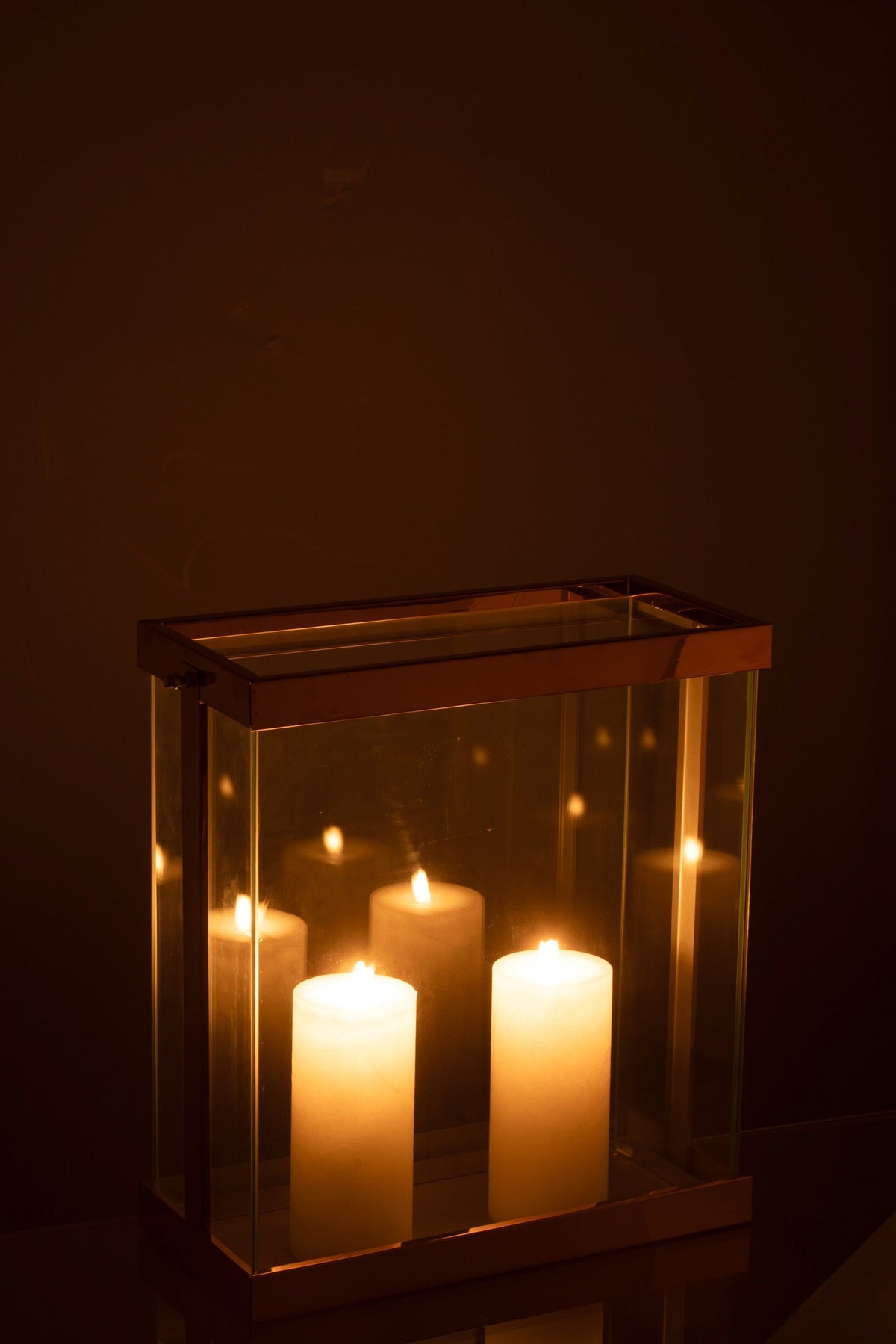 Lantaarn Rechthoekig Enma Ijzer/Glas Koper Large