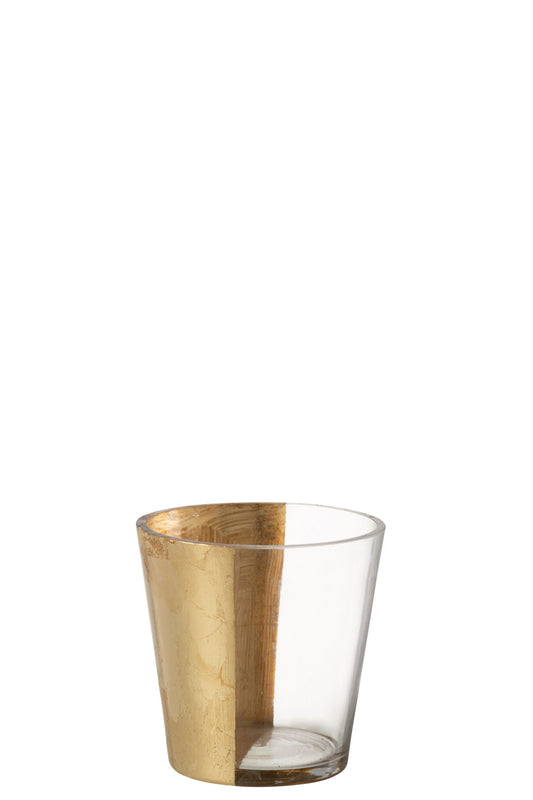 Windlicht Boe Glas Transparant/Goud Small