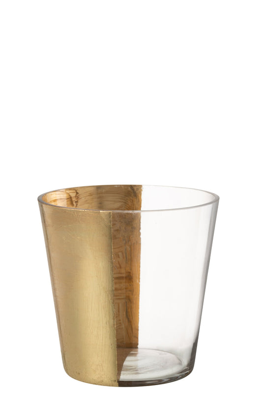 Windlicht Boe Glas Transparant/Goud Medium