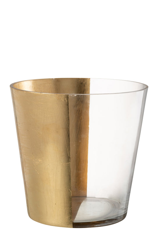 Windlicht Boe Glas Transparant/Goud Large