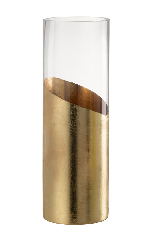 Windlicht Moa Glas Transparant/Goud Large