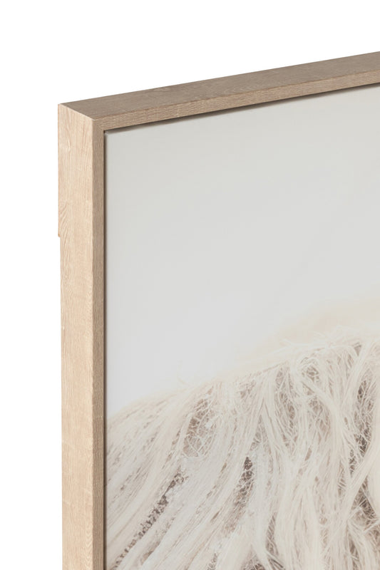 Wall Deco Yak Face Pinewood/Polyresin White/Beige