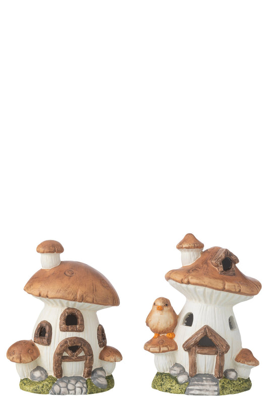 Mushroom House LED Porcelain Mix Assortment Of 2