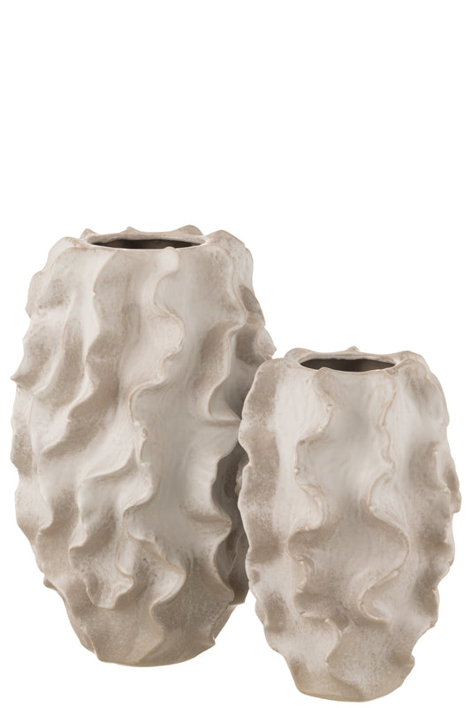 Vase Abstract Waves Clay Beige Large