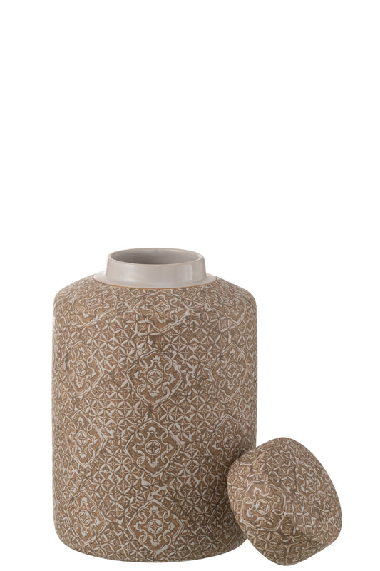 Jar Decorative Wabi Porcelain Beige/White Large