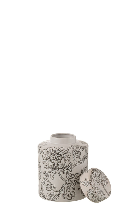 Jar Decorative Zen Porcelain White/Black Small