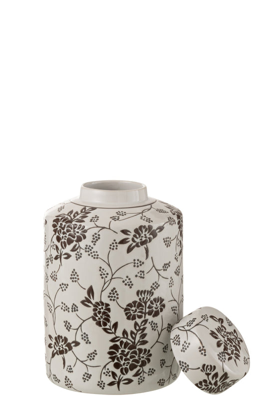Jar Decorative Zen Porcelain White/Black Large